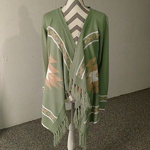 Long knit cardigan.